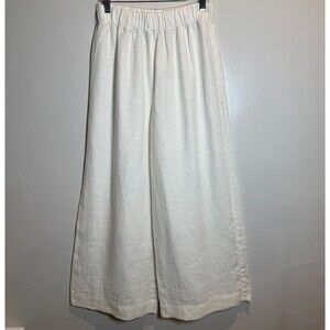 Elizabeth Suzann White 100% Linen Wide Leg Pull On Pants Size Medium R Florence?